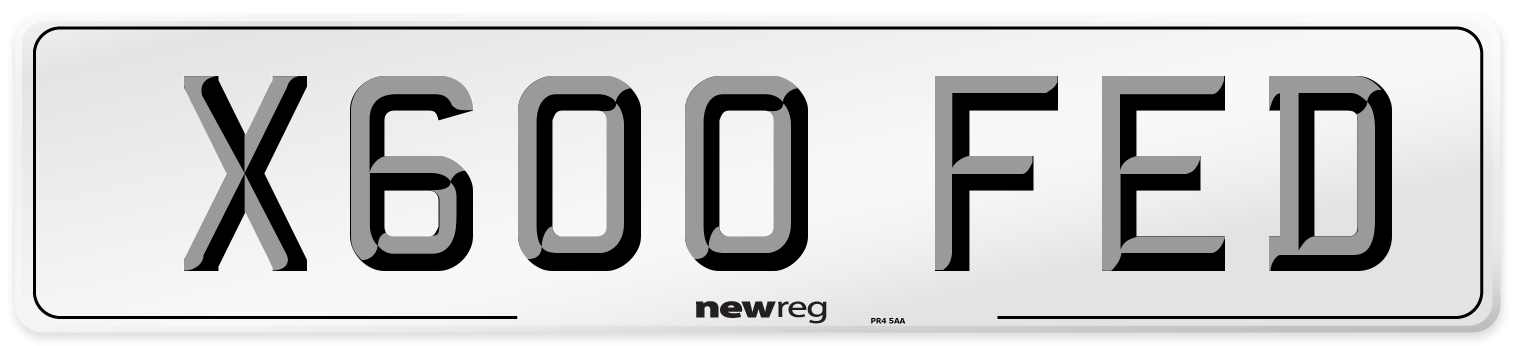 X600 FED Number Plate from New Reg